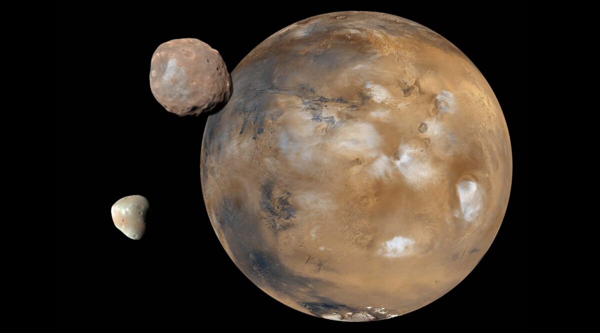 Композитный снимок Марса и его двух спутников / © DLR, CC BY-NC-ND 3.0