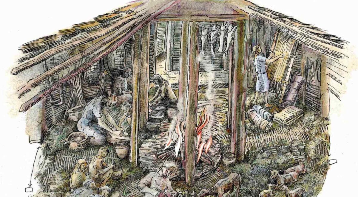 Жизнь семьи бронзового века в представлении художника / © Judith Dobie/Historic England