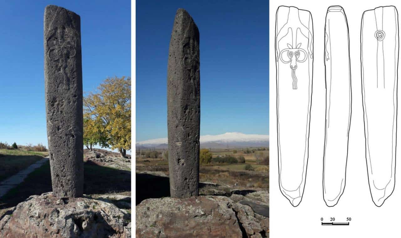 Вишапакар или «драконий камень» со стоянки Лчашен на берегу Севана / © A. Hakhverdyan, Journal of Archaeological Science: Reports