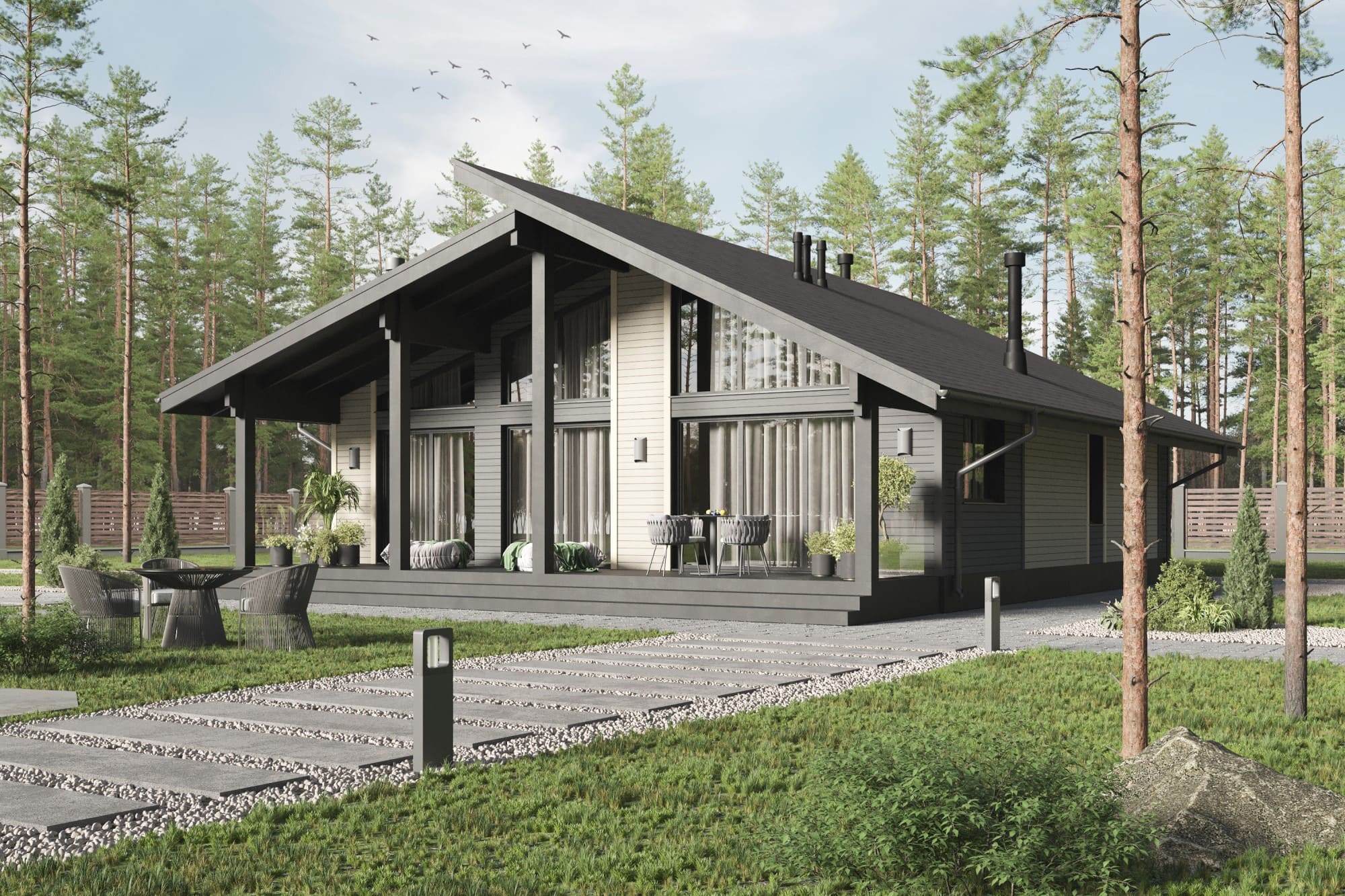 Реклама. ООО «Технониколь – строительные системы». ERID: 2VtzqwqzKGV. На фото: панельно-каркасный дом / © «Технониколь»