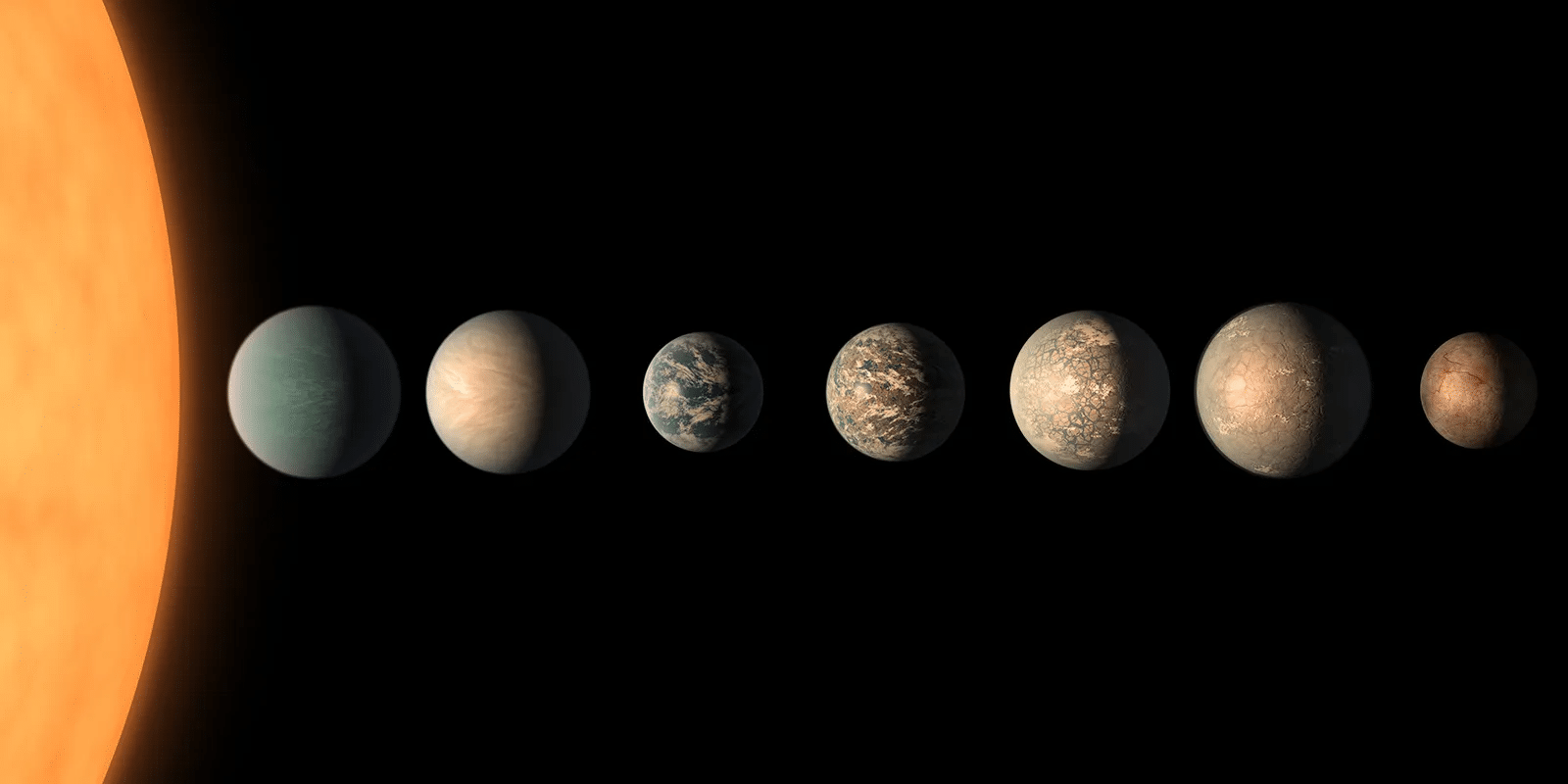 Планетная система TRAPPIST-1 в представлении художника / © NASA/JPL-Caltech