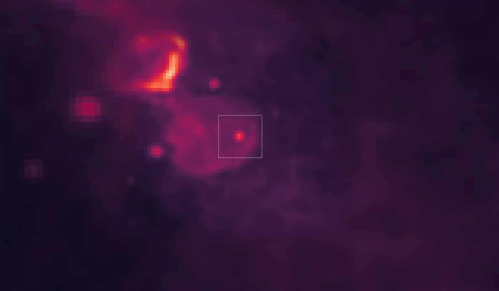 Изображение радиоисточника DART J1832-0911 (в центре) в пределах остатка сверхновой G22.7-0.2 / © Li et al., 2024.