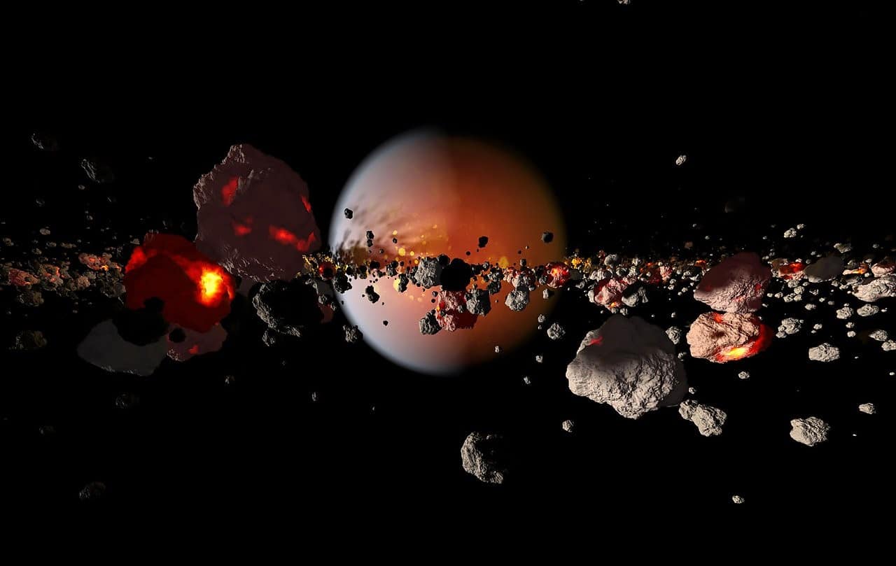 Иллюстрация формирования Луны из обломков от столкновения Тейи с Землей / © NASA