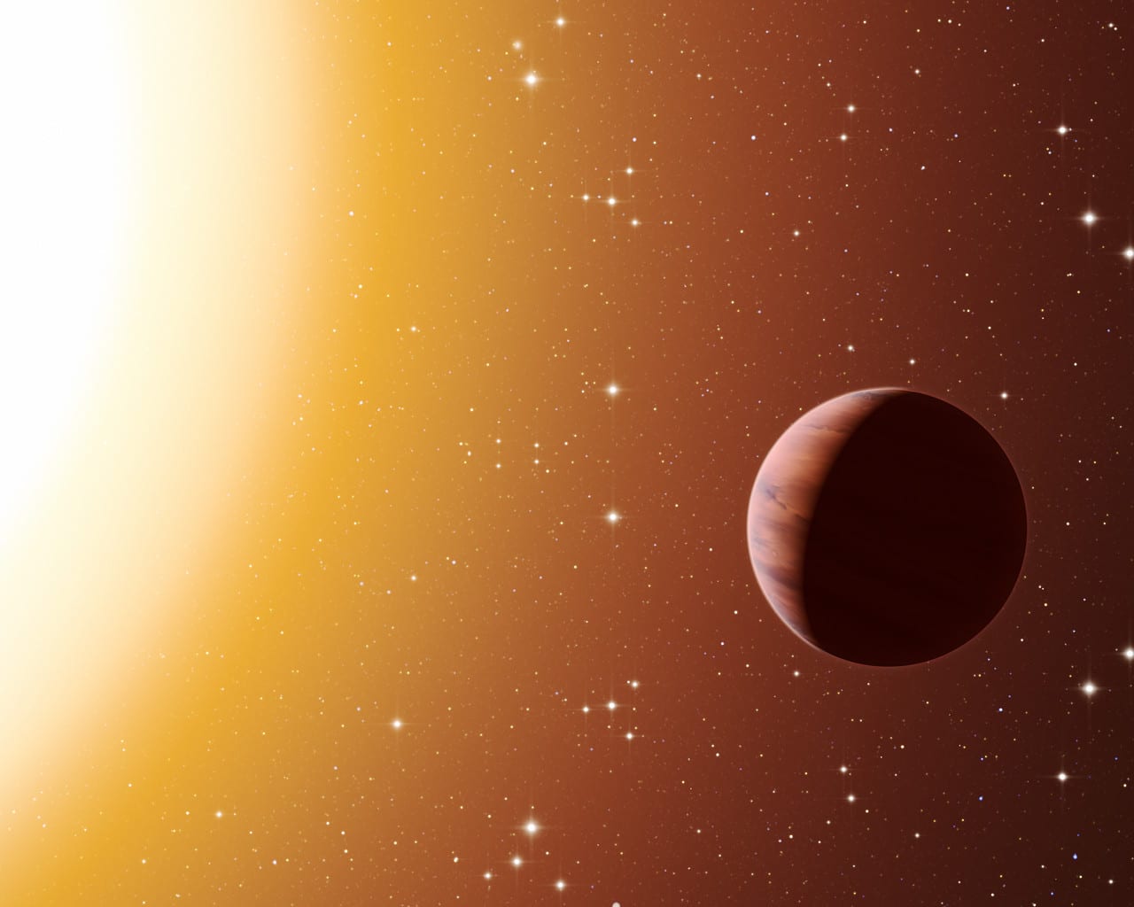 Звезды — не стабильные шары. Их поверхность покрывают «холодные» и темные зоны — пятна, наподобие солнечных, а также горячие яркие области, которые меняются под влиянием магнитных полей. Эти «узоры» искажают свет, который проходит через атмосферу экзопланет, — то есть могут вызывать «шумы» в данных / © ESO, L. Calçada