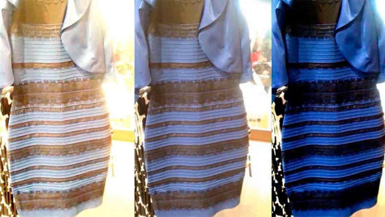 Платье, вызвавшее в 2015 году споры о цветовом восприятии (коллаж) / © wired.com