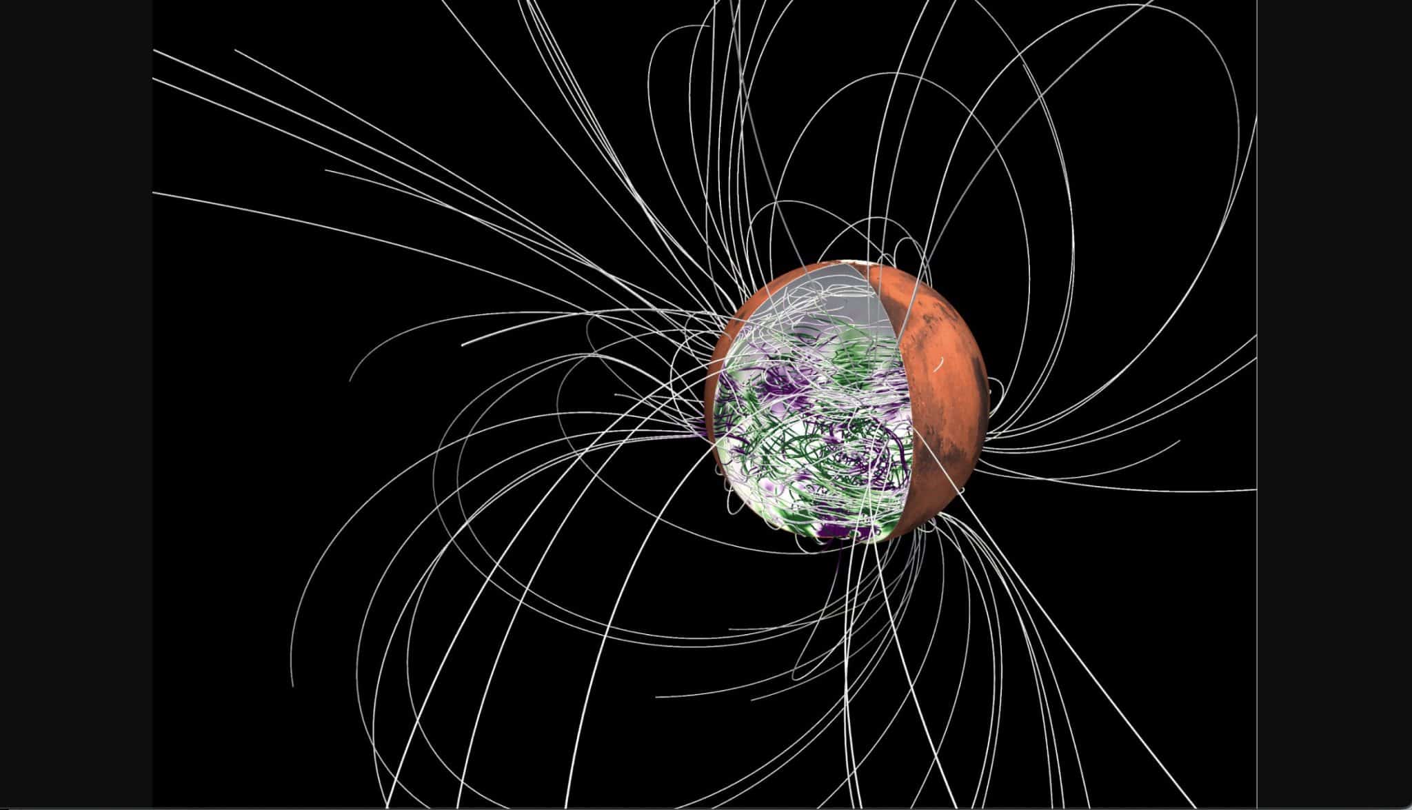 Компьютерное моделирование одностороннего магнитного поля на раннем этапе эволюции Красной планеты. / © Ankit Barik/Johns Hopkins University