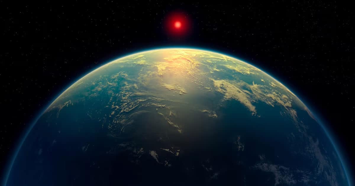 Поверхность планеты K2-18b в представлении художника / © A Smith, N. Madhusudhan, University of Cambridge