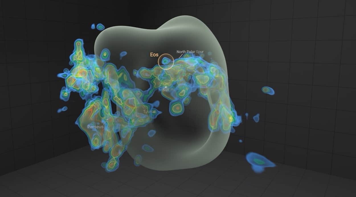 Приблизительное местоположение молекулярного облака Эос, показанное на модели Местного пузыря / © Thomas Müller (HdA/MPIA) and Thavisha Dharmawardena (NYU)