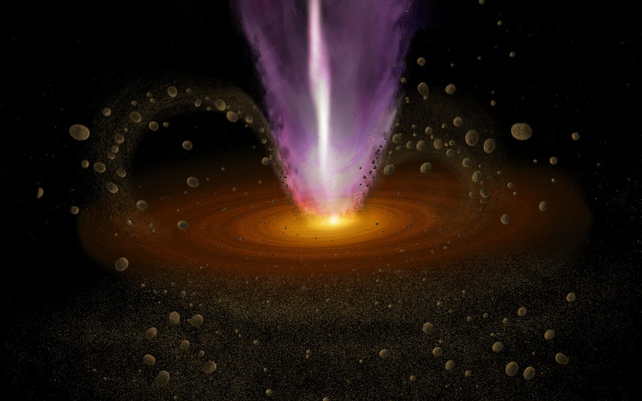 Крупные пылевые частицы, окружающие молодую двойную протозвезду L1551 IRS5. / © B. Saxton U.S. National Science Foundation/NSF National Radio Astronomy Observatory