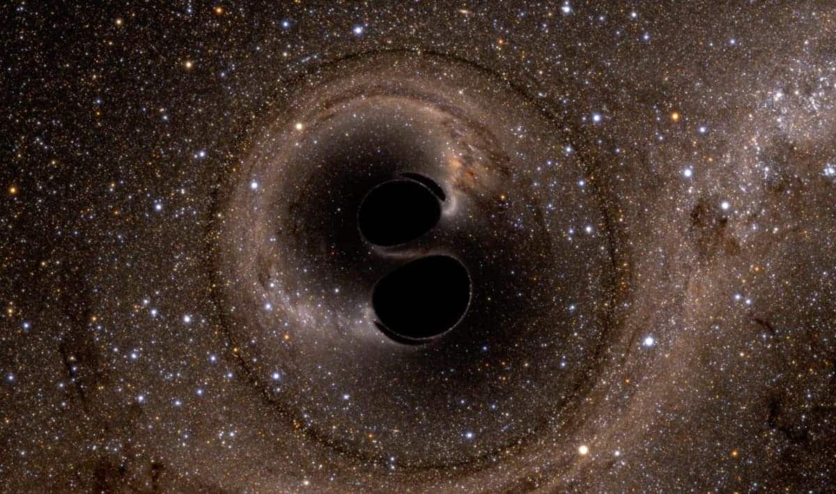 Слияние черных дыр в представлении художника / © Simulating eXtreme Spacetimes (SXS) project, LIGO