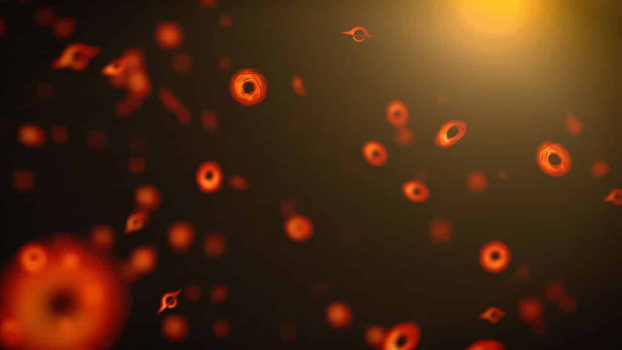 Первичные черные дыры в представлении художника. / © NASA's Goddard Space Flight Center