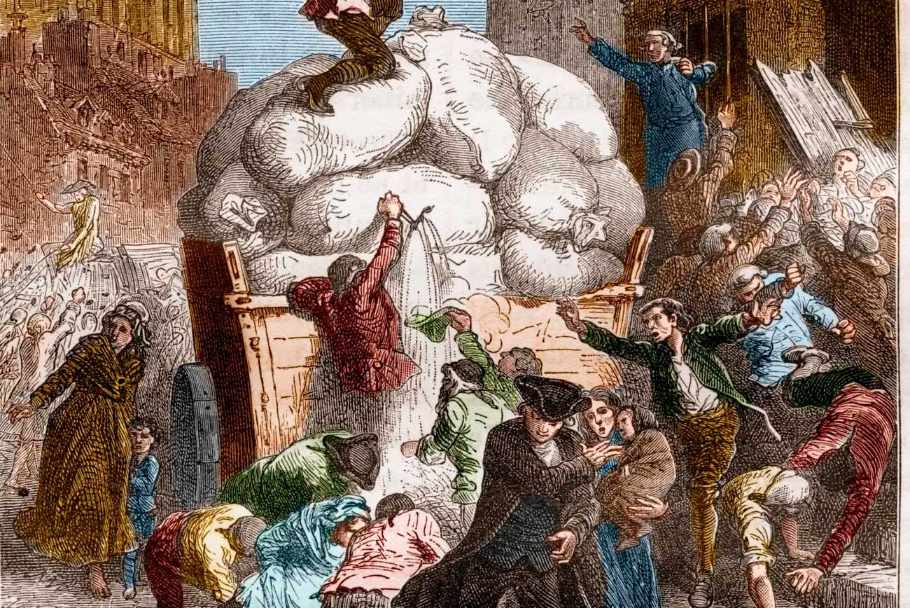 На этой иллюстрации изображены участники восстания парижских рабочих бумажной мануфактуры Ревельона в апреле 1789 года. Это восстание предшествовало Великой французской революции / © Corbis via Getty Images, Stefano Bianchetti