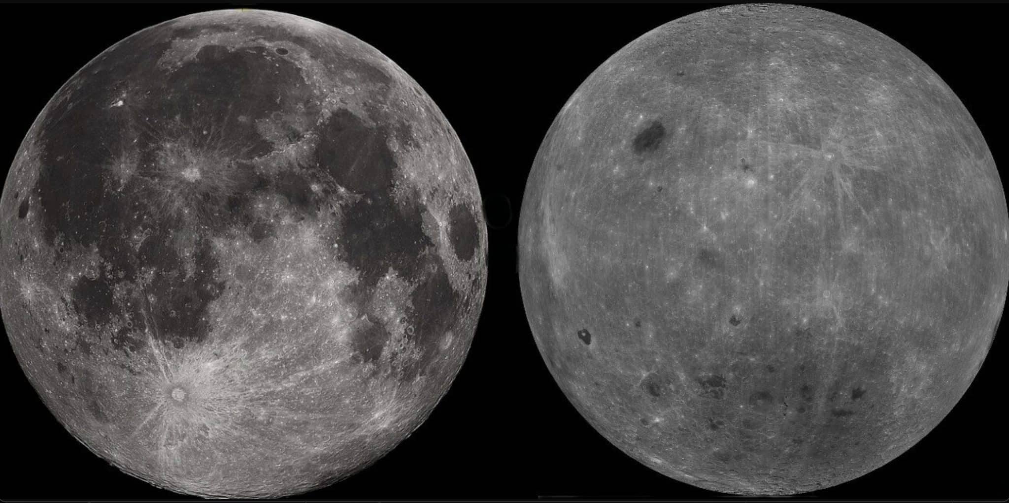 Видимая (слева) и обратная (справа) стороны Луны / ©  NASA