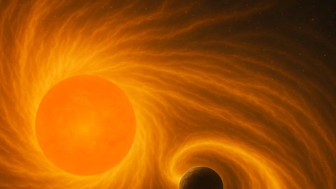 Иллюстрация звезды-компаньона вблизи старого гиганта / © M. Esseldeurs, KU Leuven