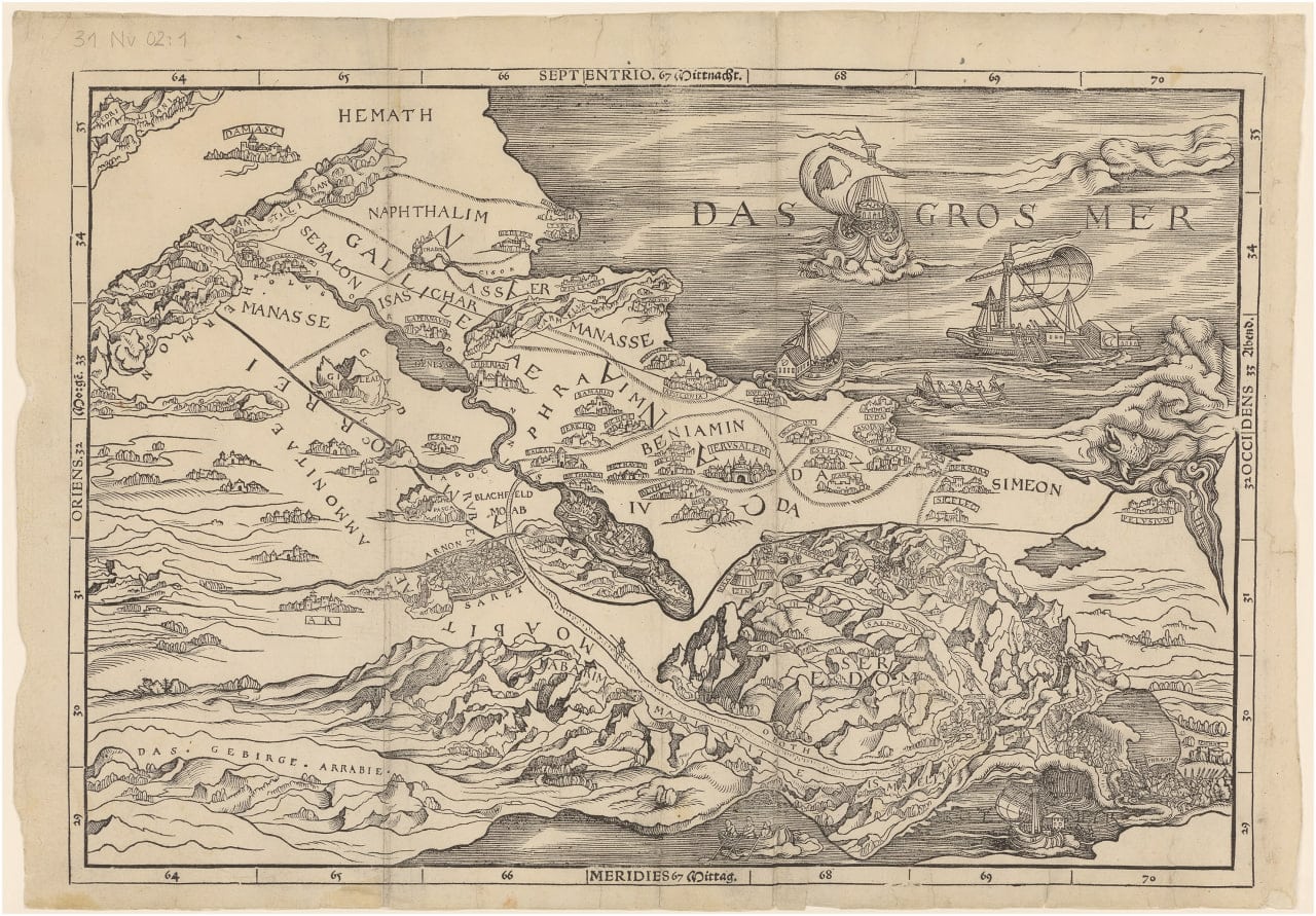 Карта Святой Земли опубликованная в книге Кристофа Фрошауэра / © The Journal of Theological Studies