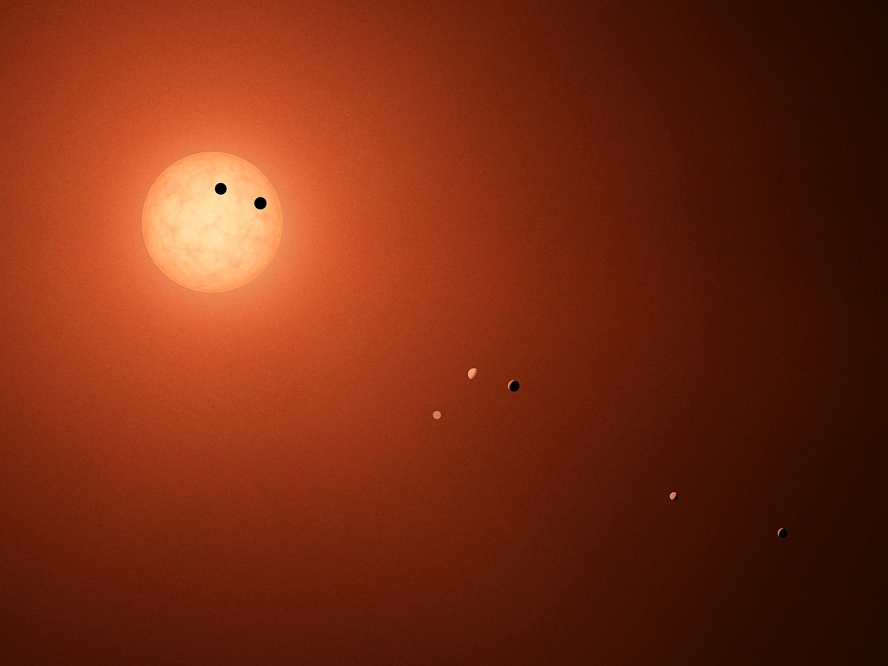 Система TRAPPIST-1  (семь известных планет) а представлении художника / © Wikimedia Commons