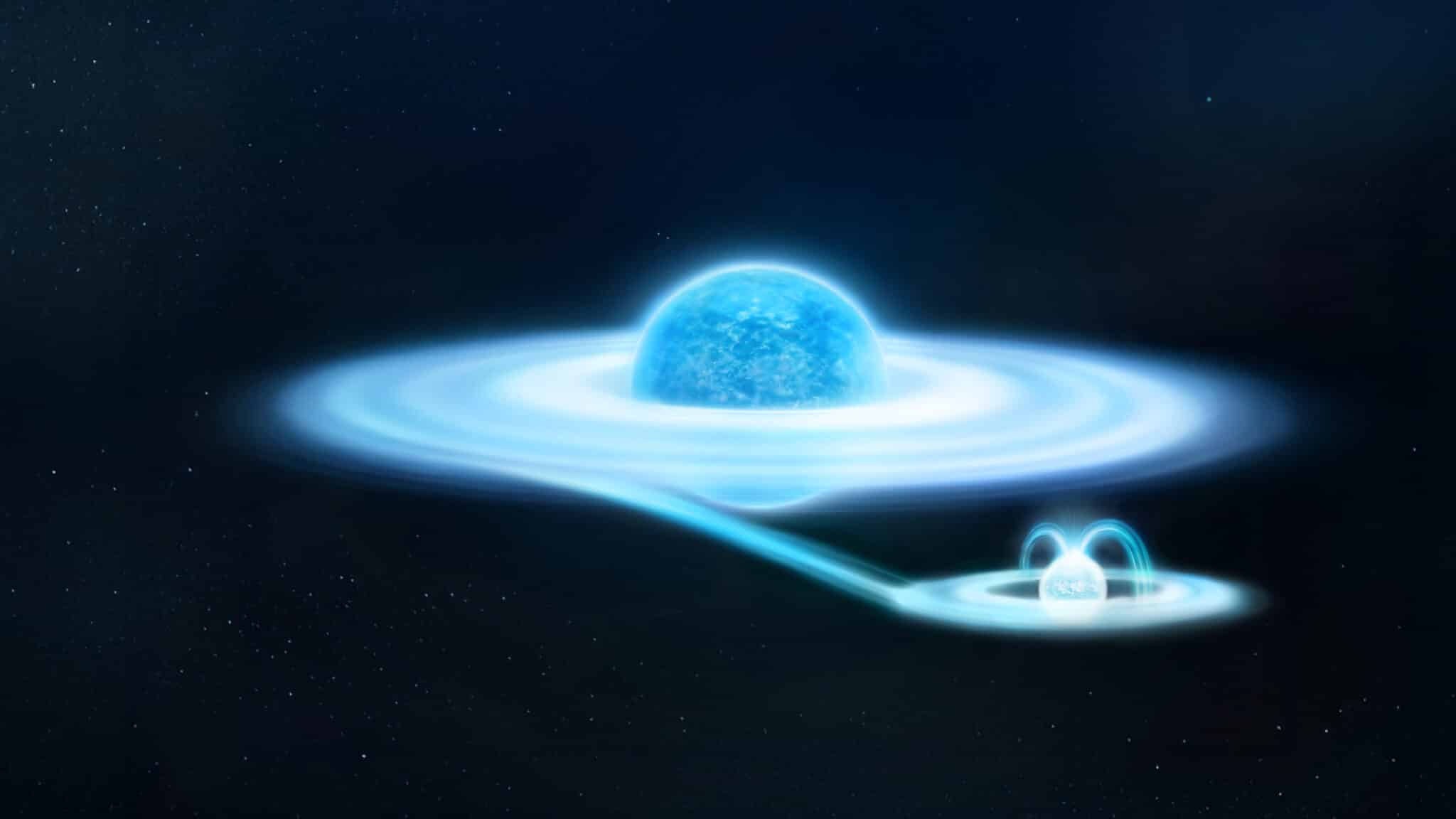 Гамма Кассиопеи и ее компаньон (белый карлик) в представлении художника.  / © ESA, Y. Nazé. CC BY-SA 3.0 IGO