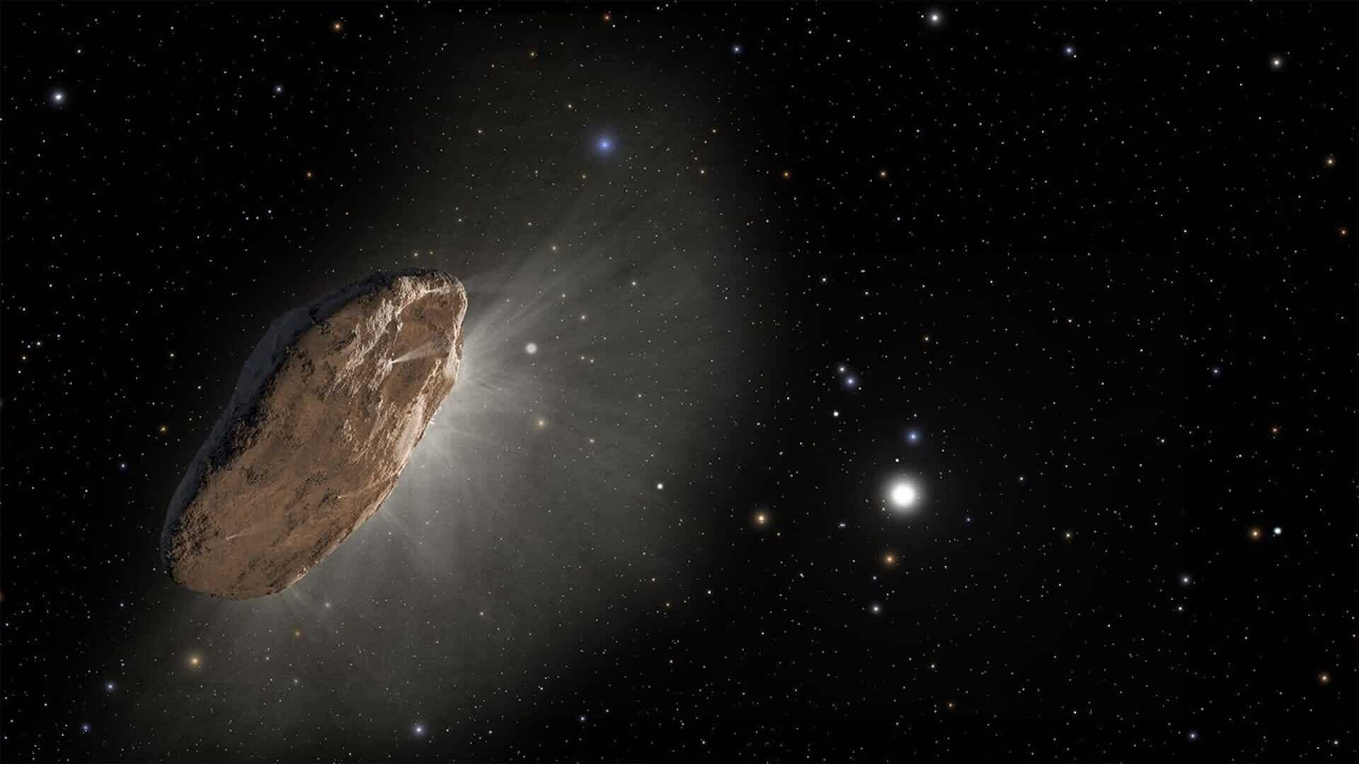 Первый межзвездный странник Оумуамуа в представлении художника. / © NASA, ESA, and J. Olmsted and F. Summers (STScI)