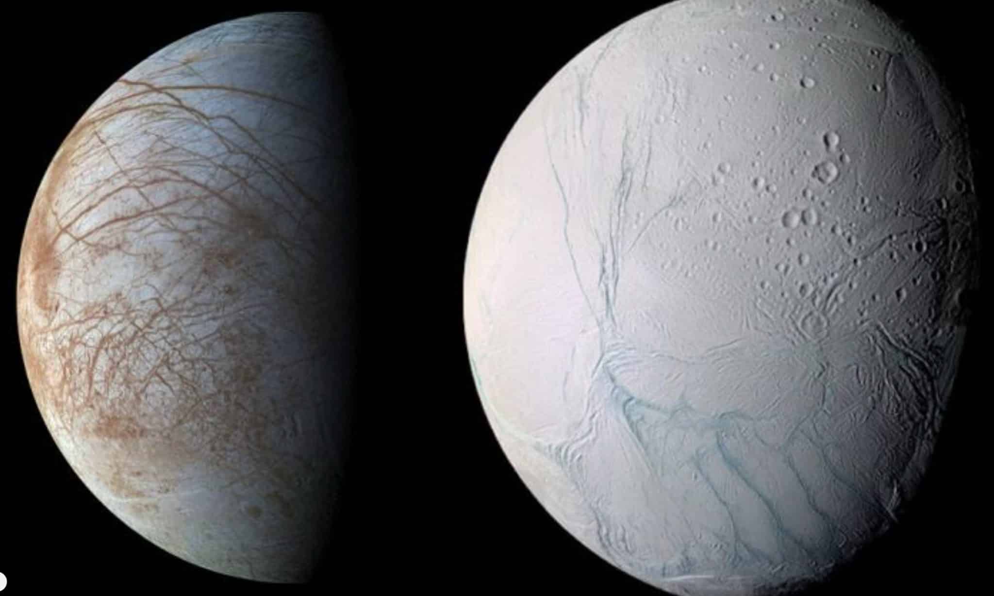 Спутники газовых гигантов Европа и Энцелад / © NASA/ESA/JPL-Caltech/SETI Institute